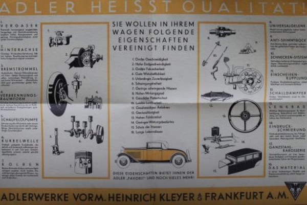 Adler Favorit Modelprogram 1930 Carbrochure (2086)